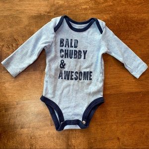 Carter's 3 mo Bald Chubby & Awesome long sleeve bodysuit